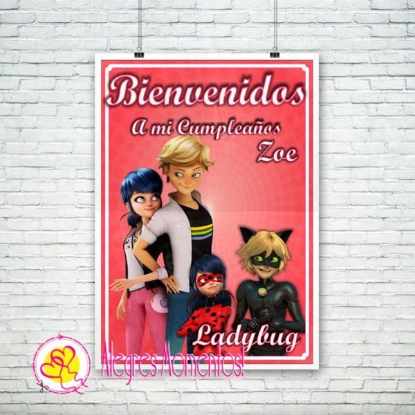 Cartel Feliz Cumpleaños Prodigiosa Ladybug Impreso