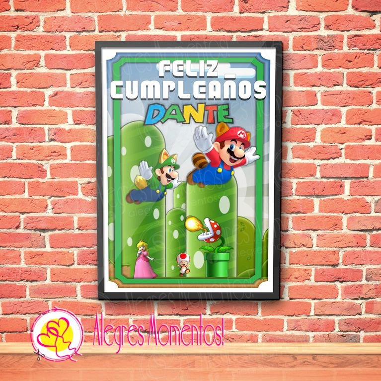 Cartel Cumpleaños Mario Bross Impreso